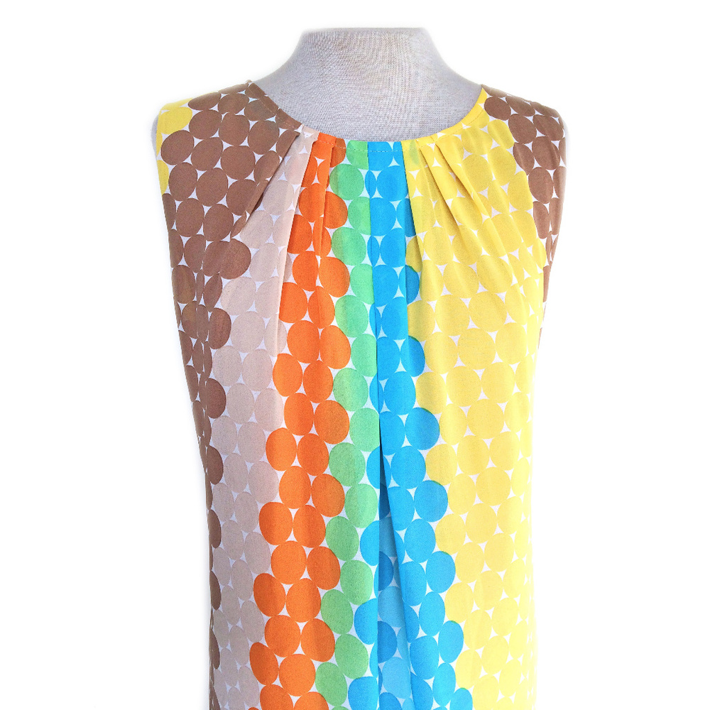 Lavena Sleeveless Retro Polka Dot Long Blouse XL - Picture 3 of 5